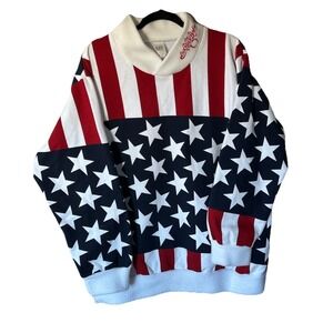 Vintage 1990's  L.C.L. Oak Ridge Boys Sweatshirt American Flag fleece Lined L